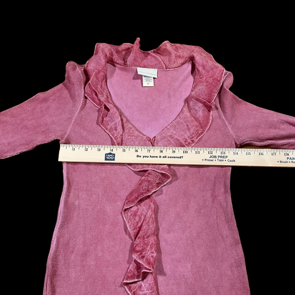 Soft Surroundings Blouse Women's XS Pink 3/4 Sleeve Ruffles - Picture 13 of 15